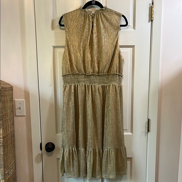 Draper James RSVP Gold Glitter Ruched Ruffle Sleeveless Mini Dress - Size XXL - Picture 1 of 15